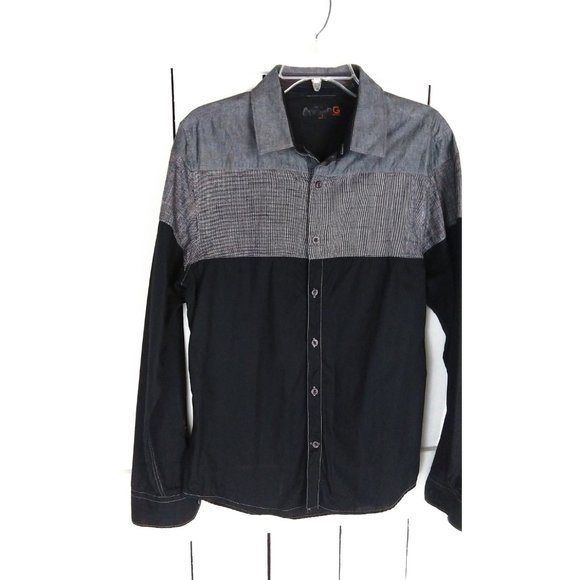 Vintage 90s Guess black and grey long sleeve button down shirt - Picture 2 of 4